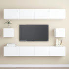 6-piece TV cabinet set, engineered wood, white