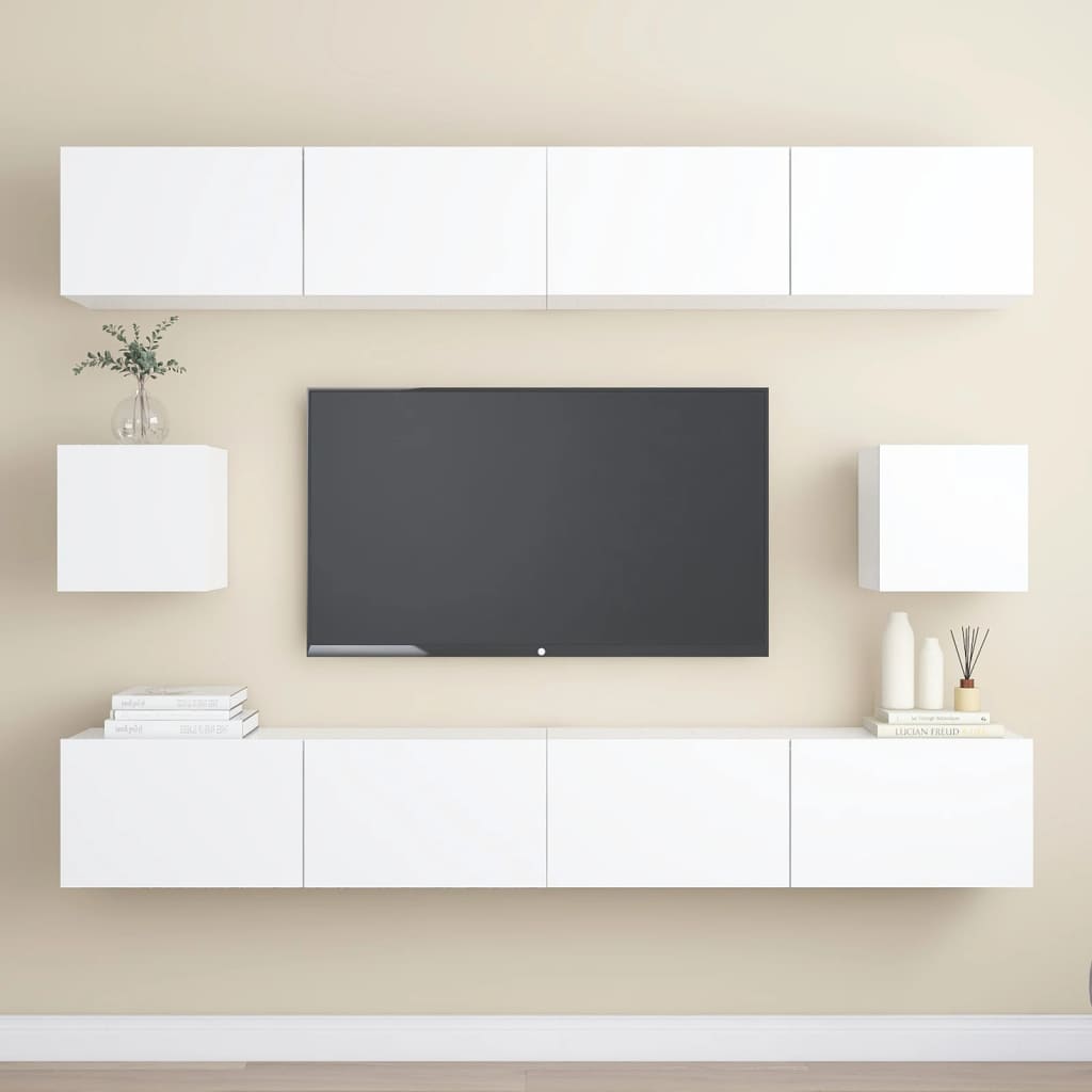 6-Delige Tv-Meubelset Spaanplaat 100 x 30 x 30 cm Wit