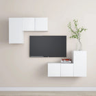 4-piece TV unit set distressed wood white