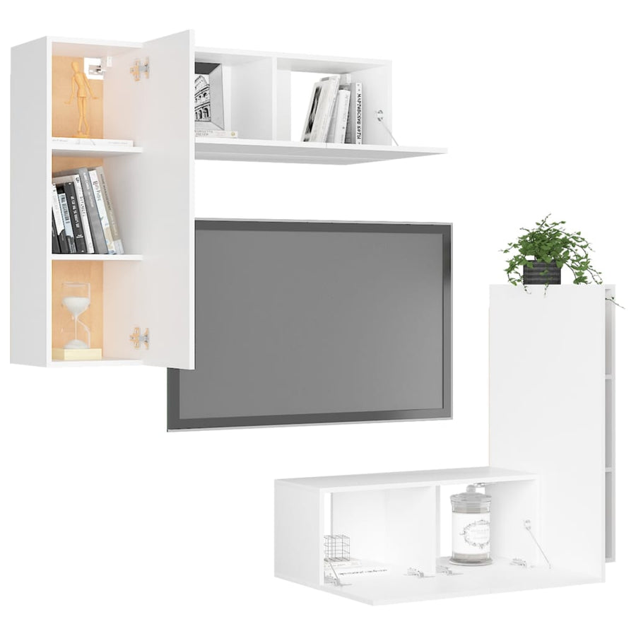 -Delige Tv-Meubelset Spaanplaat 80 x 30 x 30 cm Wit