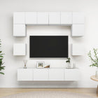 Tv-meubelset 8-delig bewerkt hout wit