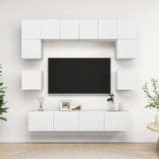 Tv-meubelset 8-delig bewerkt hout wit