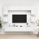 Tv-meubelset 8-delig bewerkt hout wit