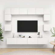 Tv-meubelset 8-delig bewerkt hout wit
