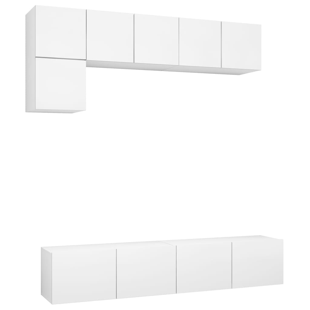 5-Delige Tv-Meubelset Spaanplaat 80 x 30 x 30 cm Wit