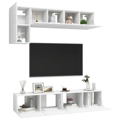 5-Delige Tv-Meubelset Spaanplaat 80 x 30 x 30 cm Wit