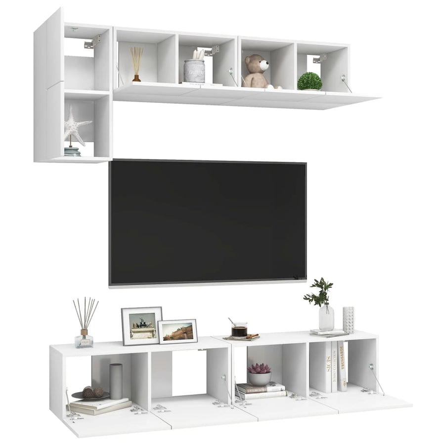 5-Delige Tv-Meubelset Spaanplaat 80 x 30 x 30 cm Wit
