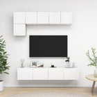 5-piece TV unit set distressed wood white