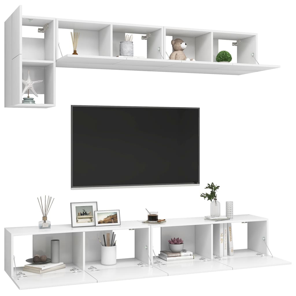 5-Delige Tv-Meubelset Bewerkt Hout 100 cm