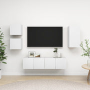 Tv-meubelset 5-delig bewerkt hout wit