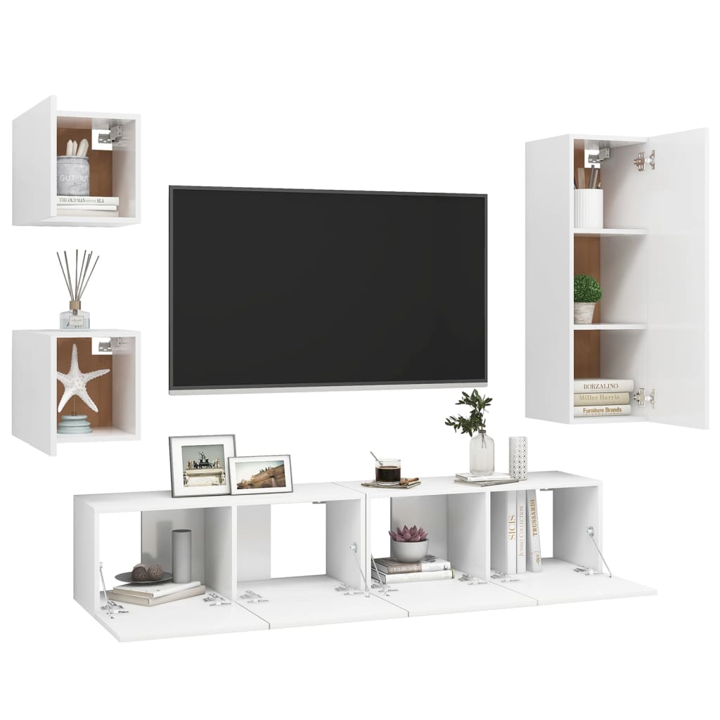 -Delige Tv-Meubelset Spaanplaat 30.5 x 30 x 90 cm Wit