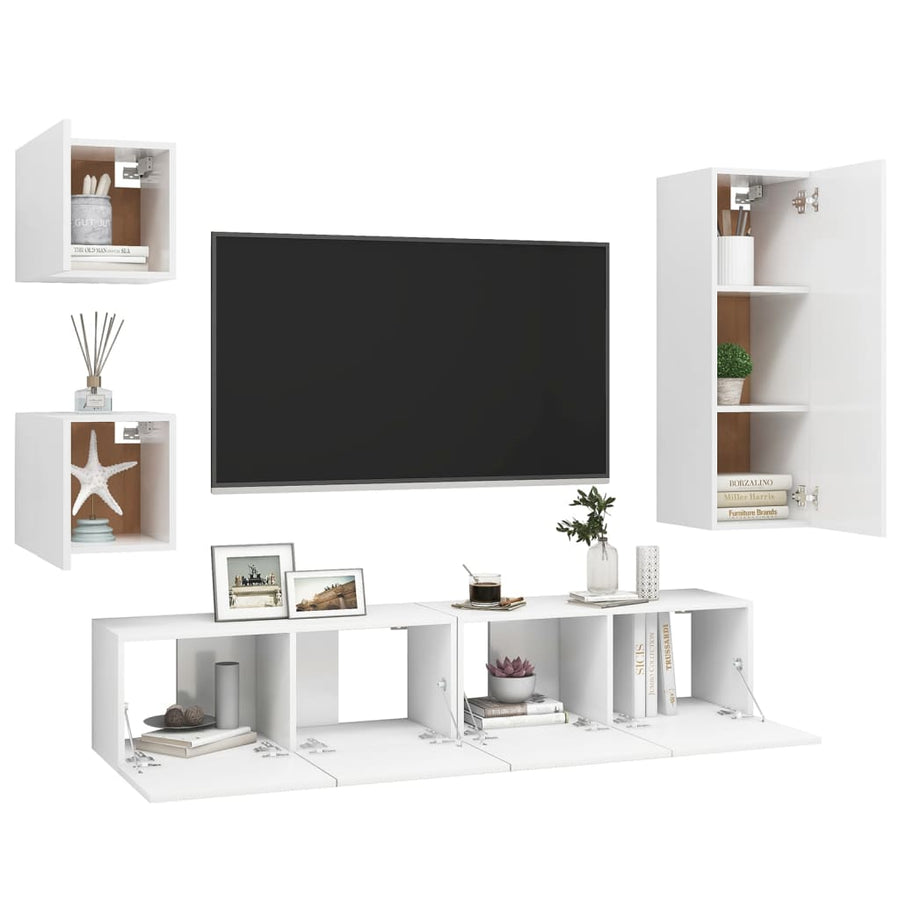 -Delige Tv-Meubelset Spaanplaat 30.5 x 30 x 90 cm Wit