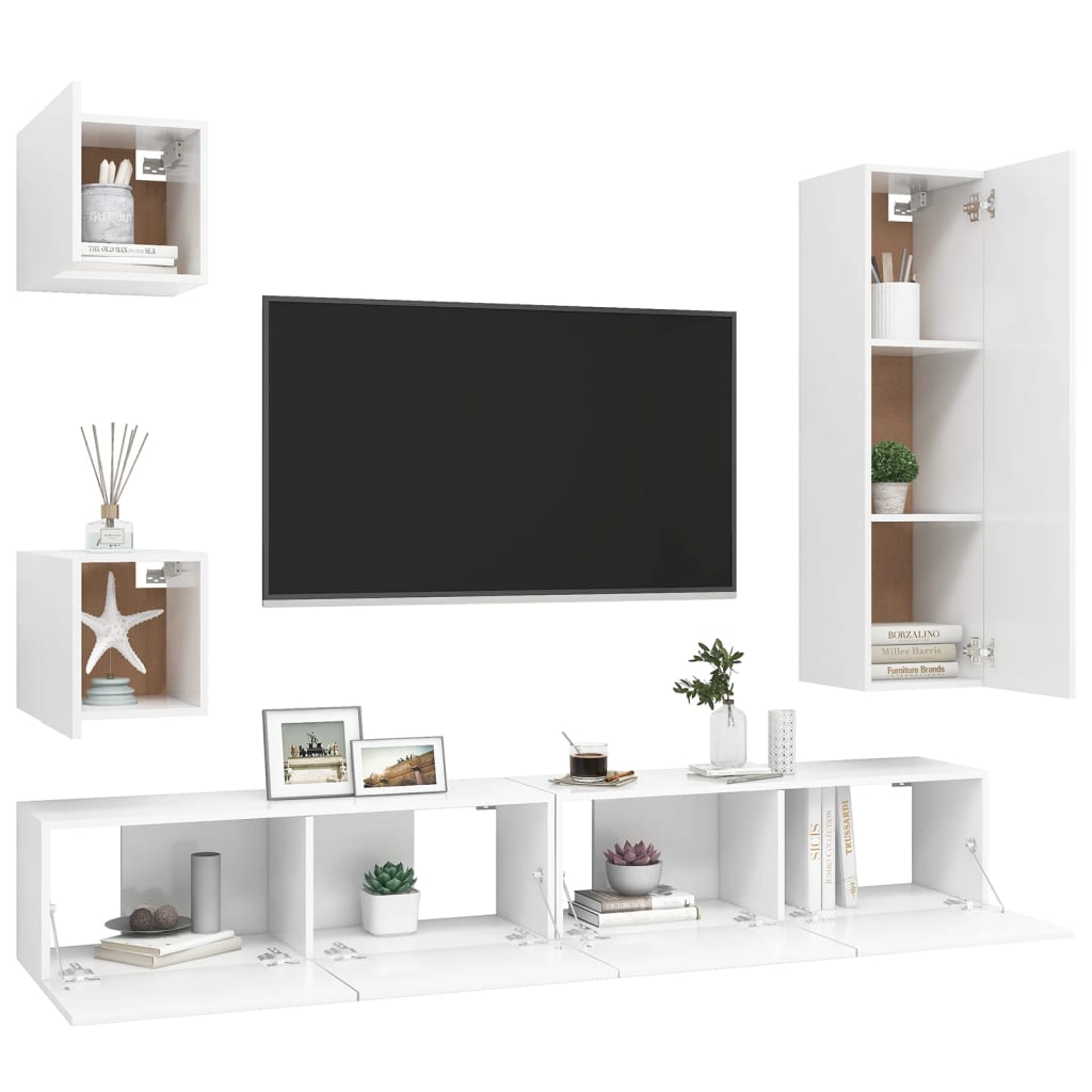 -Delige Tv-Meubelset Spaanplaat 30.5 x 30 x 110 cm Wit