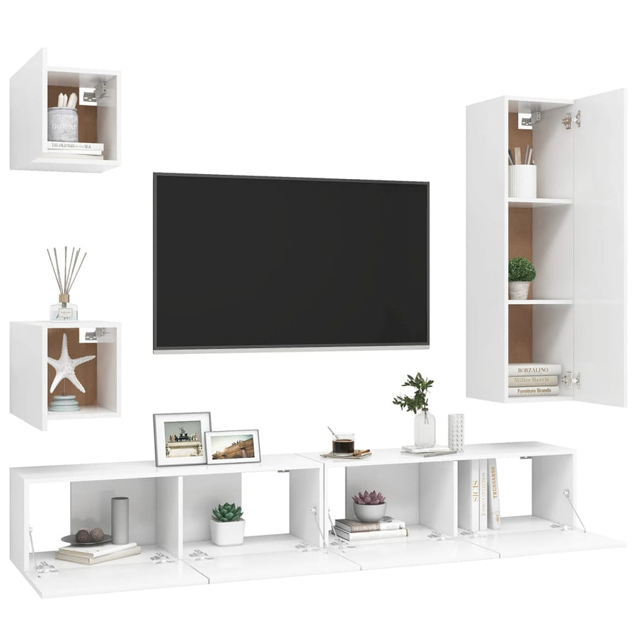 -Delige Tv-Meubelset Spaanplaat 30.5 x 30 x 110 cm Wit