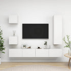 5-piece TV unit set distressed wood white