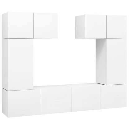 6-Delige Tv-Meubelset Bewerkt Hout 60 cm Wit