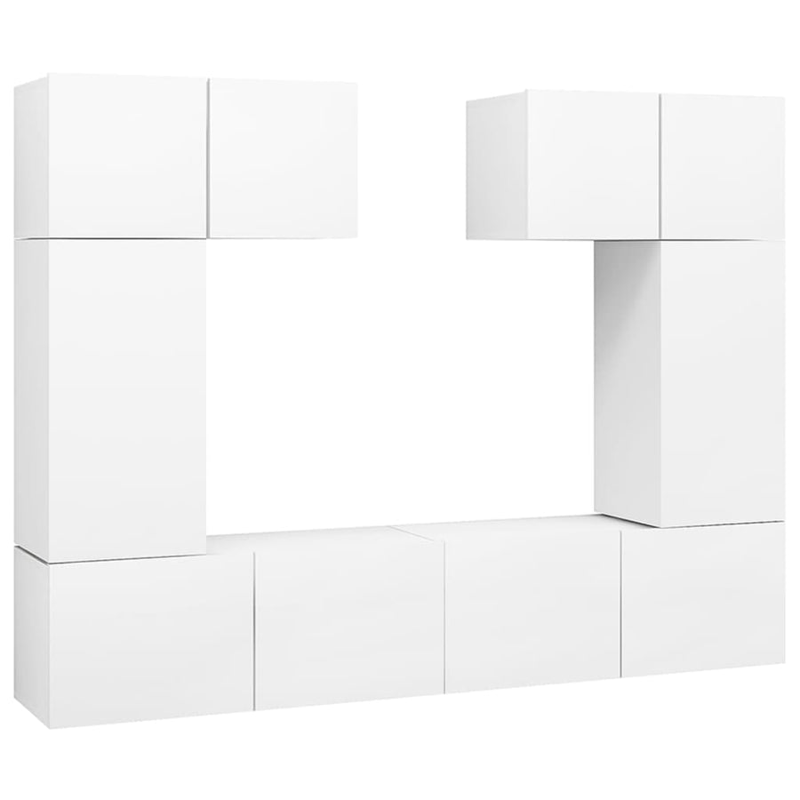 6-Delige Tv-Meubelset Bewerkt Hout 60 cm Wit