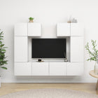 Tv-meubelset 6-delig bewerkt hout wit