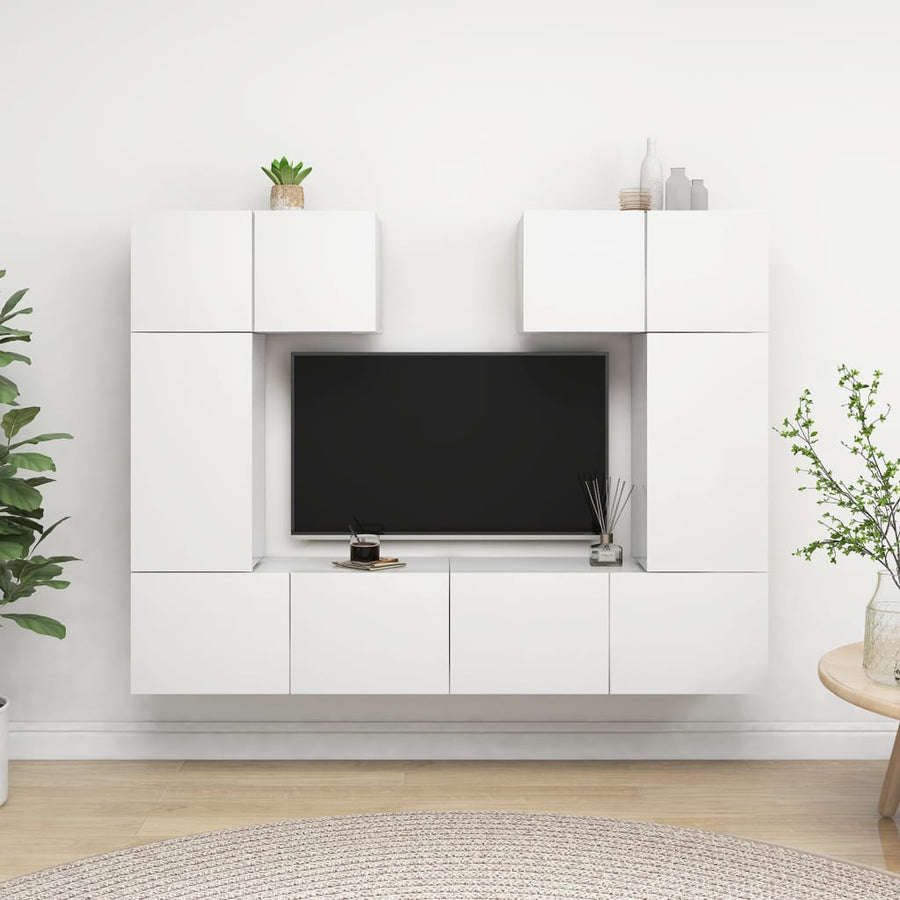 6-Delige Tv-Meubelset Bewerkt Hout 60 cm Wit