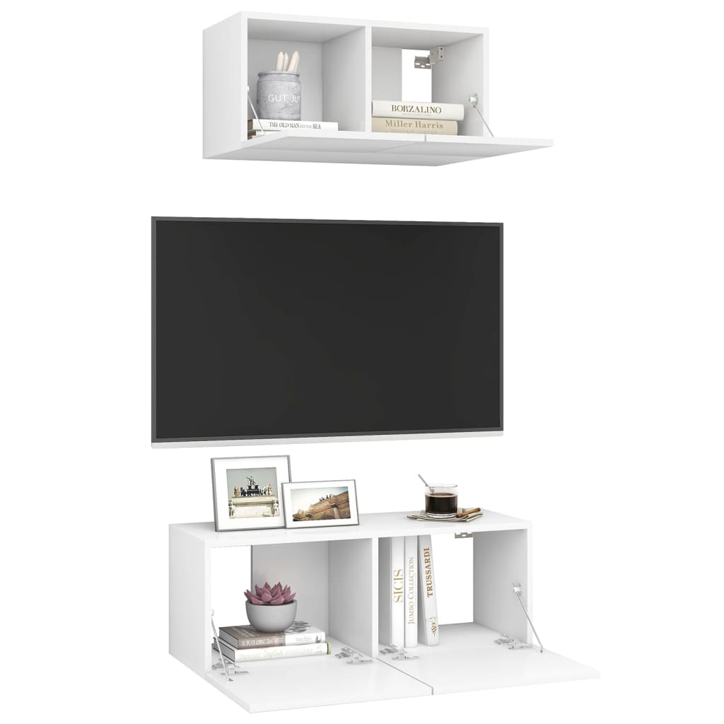 2-Delige Tv-Meubelset Bewerkt Hout 2