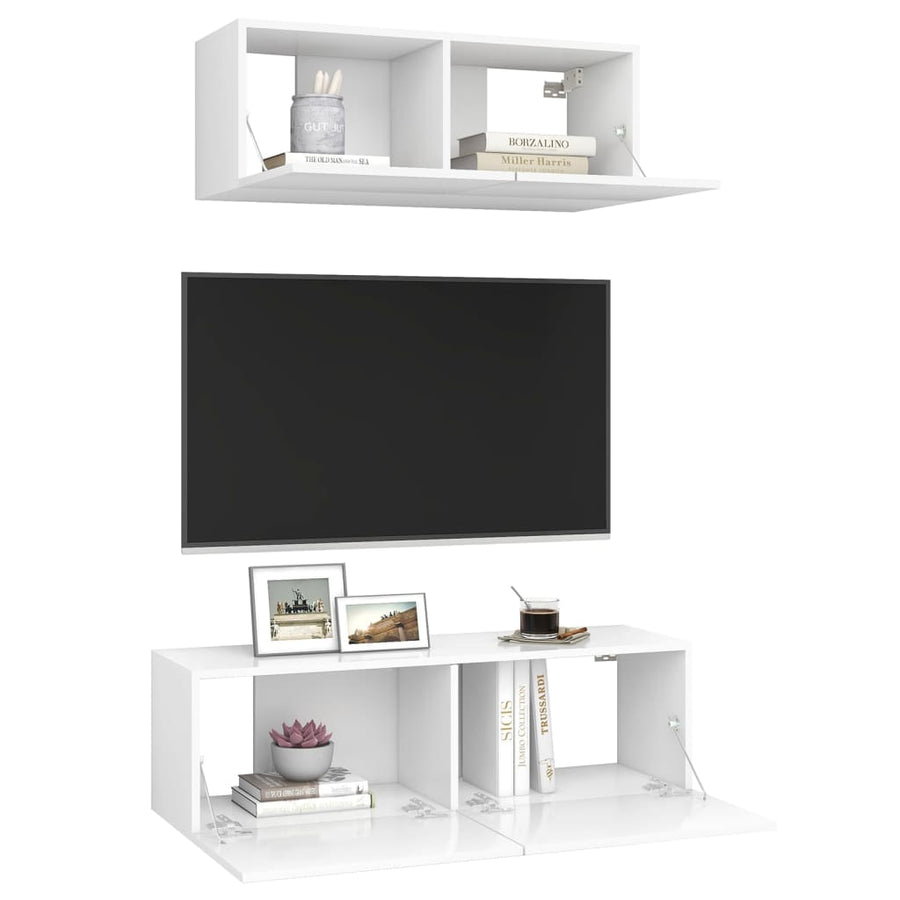 -Delige Tv-Meubelset Spaanplaat 2 80/100 x 30 x 30 cm Wit