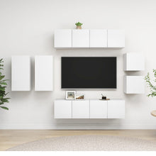 8-Delige Tv-Meubelset Bewerkt Hout 60 cm Wit