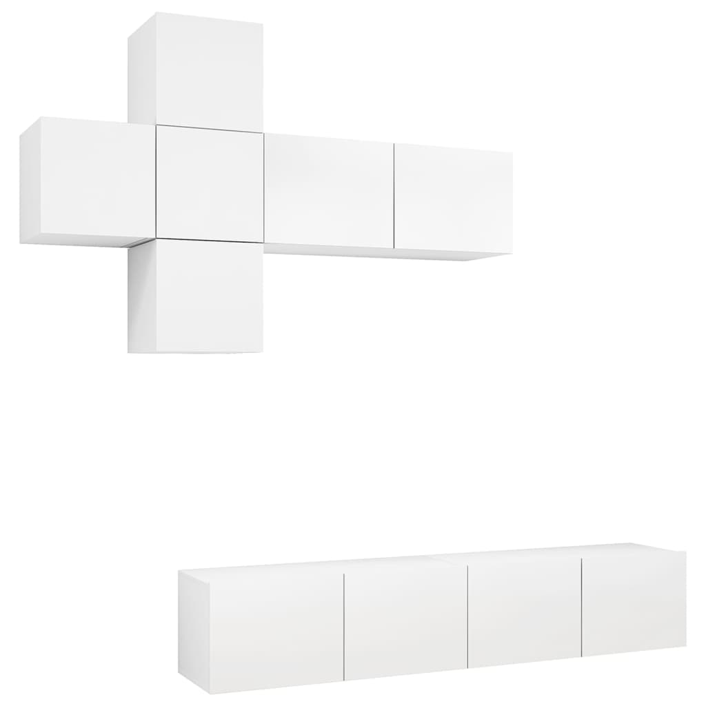 7-Delige Tv-Meubelset Spaanplaat 80 x 30 x 30 cm Wit