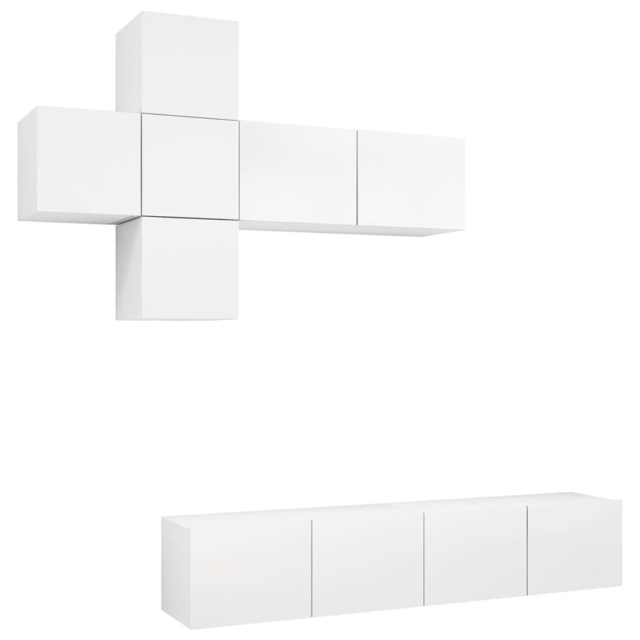 7-Delige Tv-Meubelset Spaanplaat 80 x 30 x 30 cm Wit