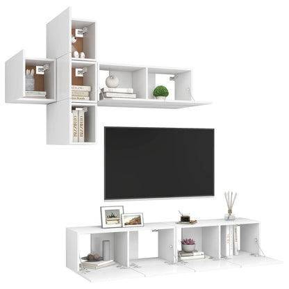 7-Delige Tv-Meubelset Spaanplaat 80 x 30 x 30 cm Wit