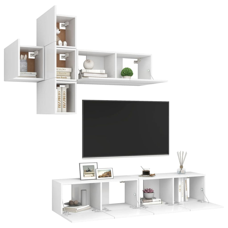 7-Delige Tv-Meubelset Spaanplaat 80 x 30 x 30 cm Wit