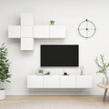 7-delige Tv-meubelset bewerkt hout wit