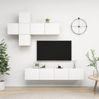 7-piece TV unit set engineered wood white