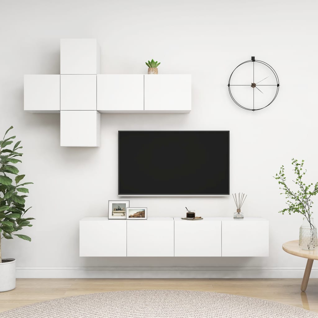 7-Delige Tv-Meubelset Spaanplaat 80 x 30 x 30 cm Wit