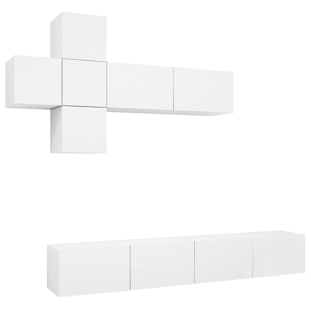 7-Delige Tv-Meubelset Spaanplaat 100 x 30 x 30 cm Wit