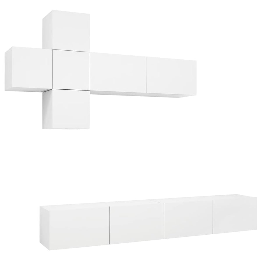 7-Delige Tv-Meubelset Spaanplaat 100 x 30 x 30 cm Wit