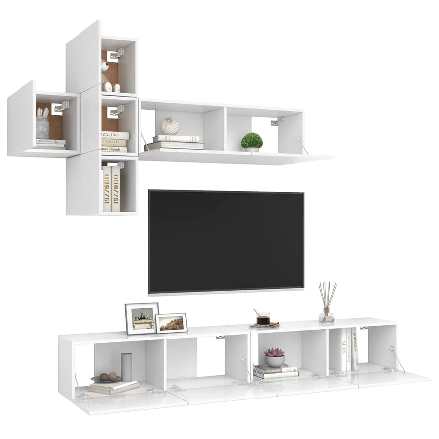 7-Delige Tv-Meubelset Spaanplaat 100 x 30 x 30 cm Wit