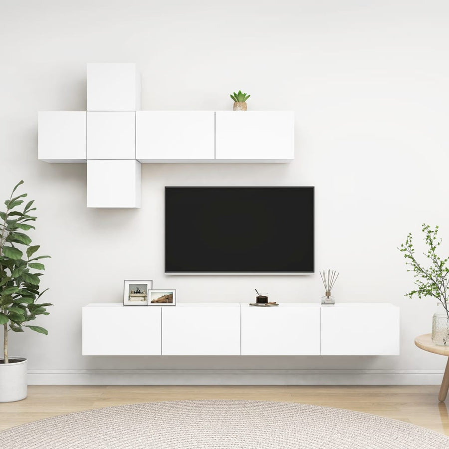 7-Delige Tv-Meubelset Spaanplaat 100 x 30 x 30 cm Wit