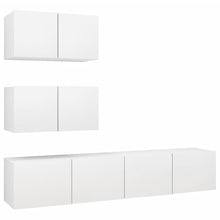 4-Delige Tv-Meubelset Bewerkt Hout Wit