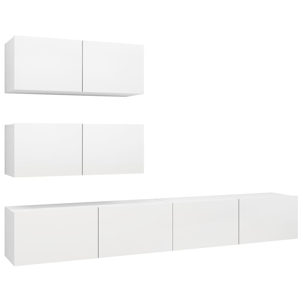 4-Delige Tv-Meubelset Spaanplaat 100 x 30 x 30 cm Wit