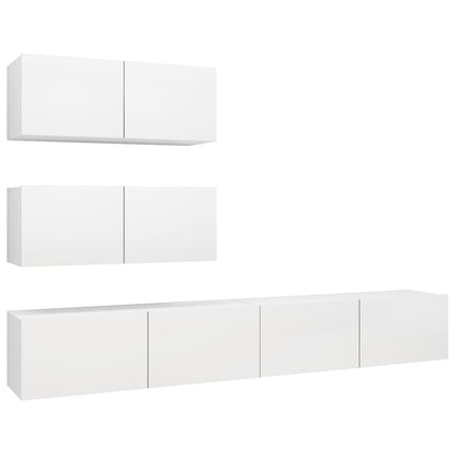 4-Delige Tv-Meubelset Spaanplaat 100 x 30 x 30 cm Wit