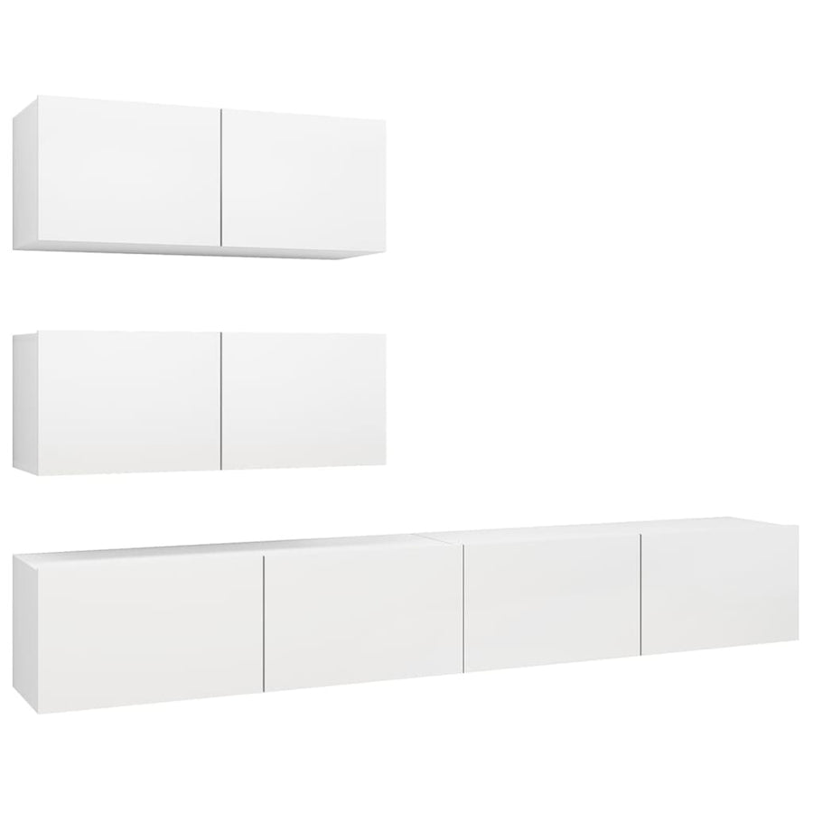 4-Delige Tv-Meubelset Spaanplaat 100 x 30 x 30 cm Wit