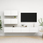 4-piece TV unit set distressed wood white