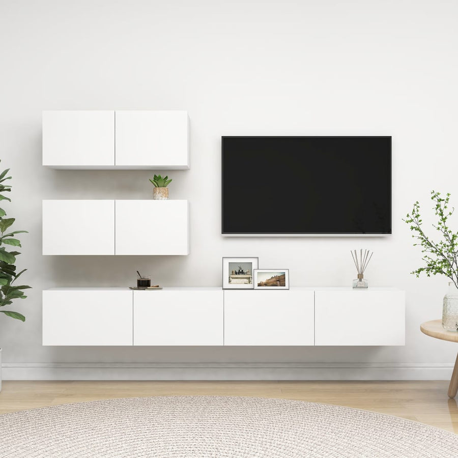 4-Delige Tv-Meubelset Spaanplaat 100 x 30 x 30 cm Wit