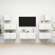 Tv-meubelset 7-delig bewerkt hout wit