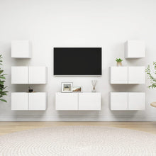 7-Delige Tv-Meubelset Bewerkt Hout 80 cm Wit