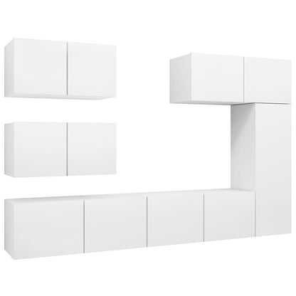 6-Delige Tv-Meubelset Bewerkt Hout 80 cm Wit
