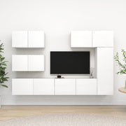 Tv-meubelset 6-delig bewerkt hout wit
