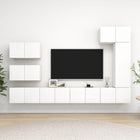 Tv-meubelset 8-delig bewerkt hout wit