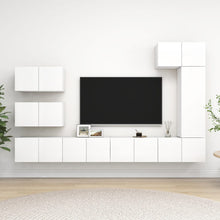 8-Delige Tv-Meubelset Bewerkt Hout 60 cm Wit