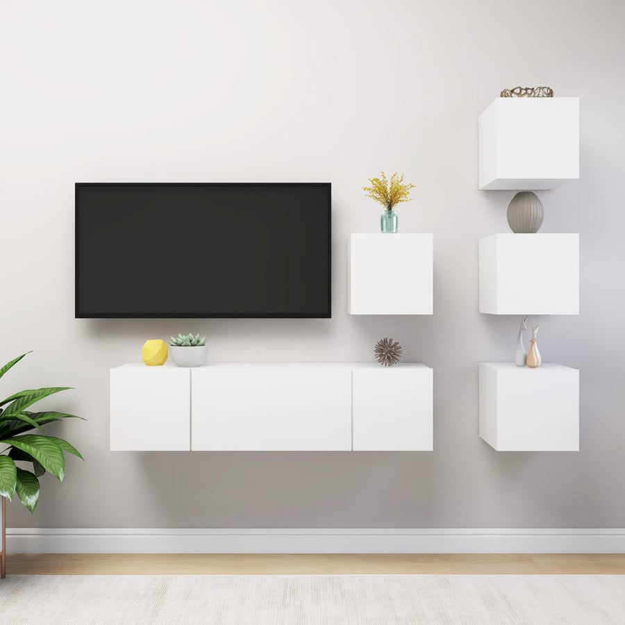-Delige Tv-Meubelset Spaanplaat 6 60 x 30 x 30 cm Wit